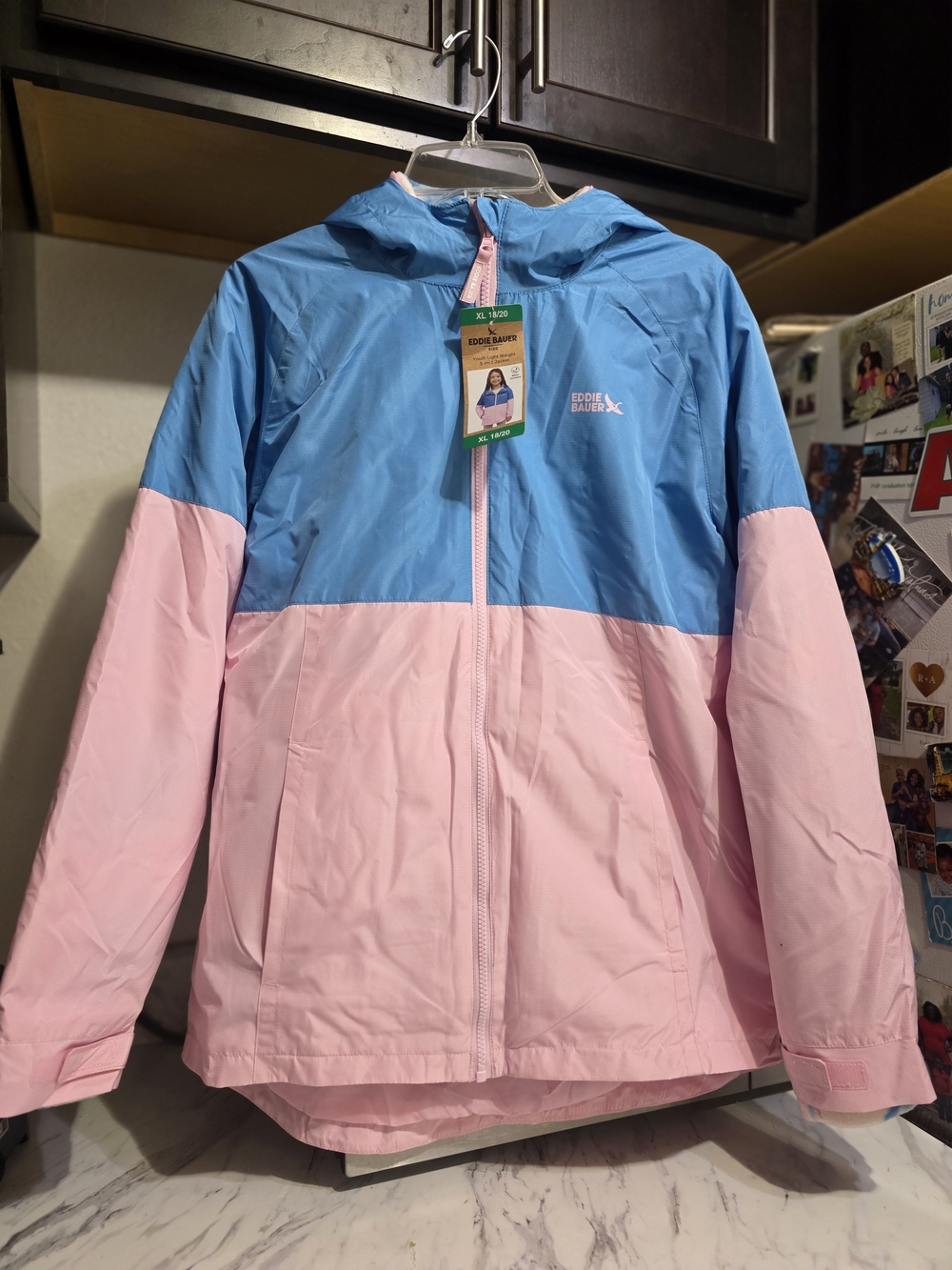 Eddie Bauer Kids' Two-Tone Blue and Pink Hooded Jacket Youth Girld 18/20